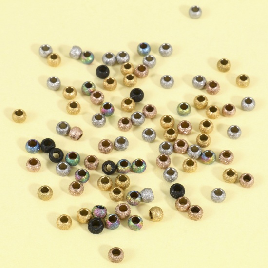 Immagine di Ecologico 201 Acciaio Inossidabile Perline per la Creazione di Gioielli con Ciondoli Fai-da-te Tondo Multicolore Polvere di Stelle 3mm Dia., 10 Pz