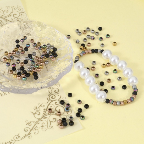 Immagine di Ecologico 201 Acciaio Inossidabile Perline per la Creazione di Gioielli con Ciondoli Fai-da-te Tondo Multicolore Polvere di Stelle 4mm Dia., 10 Pz