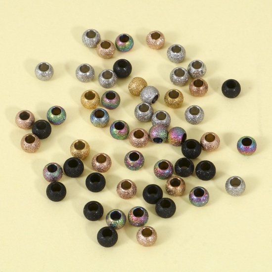Immagine di Ecologico 201 Acciaio Inossidabile Perline per la Creazione di Gioielli con Ciondoli Fai-da-te Tondo Multicolore Polvere di Stelle 4mm Dia., 10 Pz