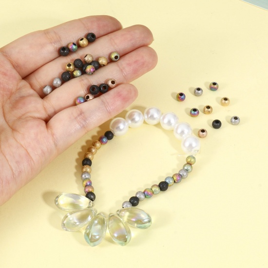 Imagen de Respetuoso del Medio Ambiente 201 Acero Inoxidable Cuentas para la Fabricación de Joyas con Dijes de Bricolaje Ronda Multicolor Polvo Estelar 5mm Diámetro, 10 Unidades