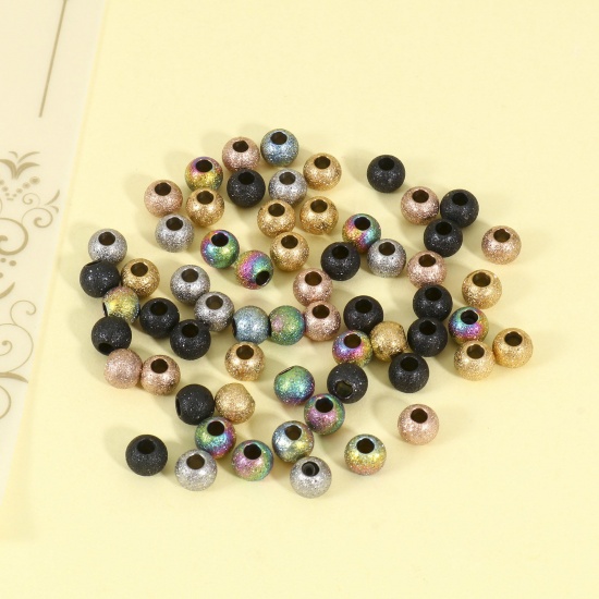 Imagen de Respetuoso del Medio Ambiente 201 Acero Inoxidable Cuentas para la Fabricación de Joyas con Dijes de Bricolaje Ronda Multicolor Polvo Estelar 5mm Diámetro, 10 Unidades