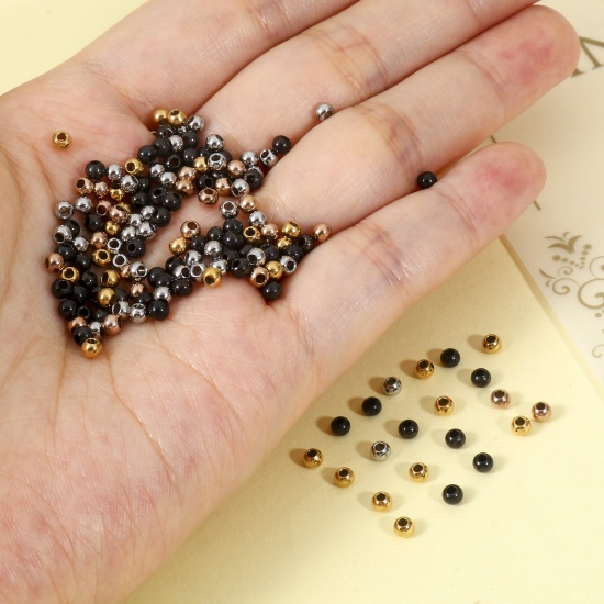 Bild von Umweltfreundlich 201 Edelstahl Perlen für die DIY-Schmuckherstellung Rund Bunt Poliert 3mm D., 10 Stück