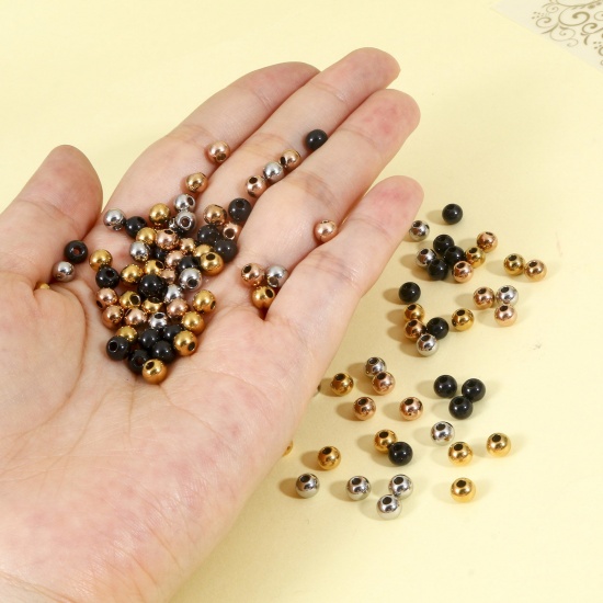 Immagine di Ecologico 201 Acciaio Inossidabile Perline per la Creazione di Gioielli con Ciondoli Fai-da-te Tondo Multicolore Lucidato 5mm Dia., 10 Pz