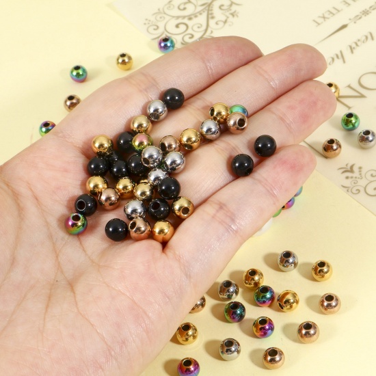 Picture of Eco-friendly 201 Stainless Steel Beads For DIY Jewelry Making Round Multicolor Polished 6mm Dia.