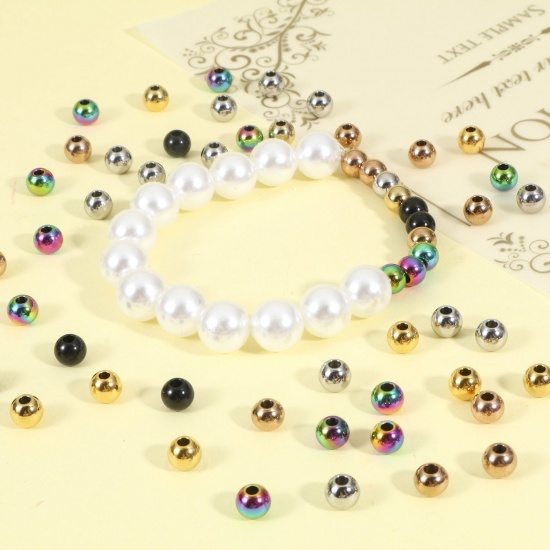 Picture of Eco-friendly 201 Stainless Steel Beads For DIY Jewelry Making Round Multicolor Polished 6mm Dia.