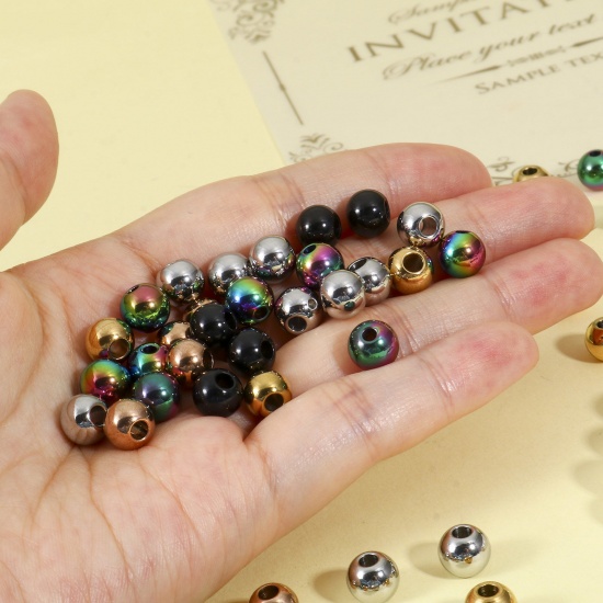 Picture of Eco-friendly 201 Stainless Steel Beads For DIY Jewelry Making Round Multicolor Polished 8mm Dia.