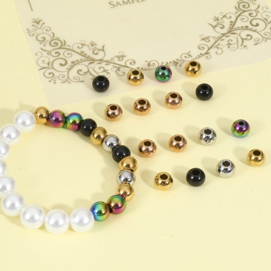 Picture of Eco-friendly 201 Stainless Steel Beads For DIY Jewelry Making Round Multicolor Polished 8mm Dia.