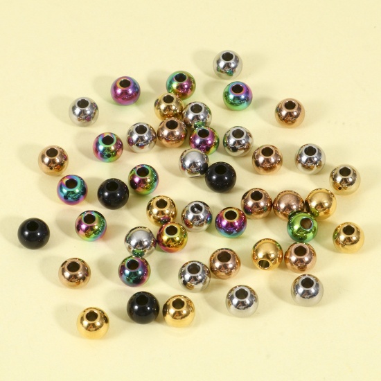Picture of Eco-friendly 201 Stainless Steel Beads For DIY Jewelry Making Round Multicolor Polished 8mm Dia.