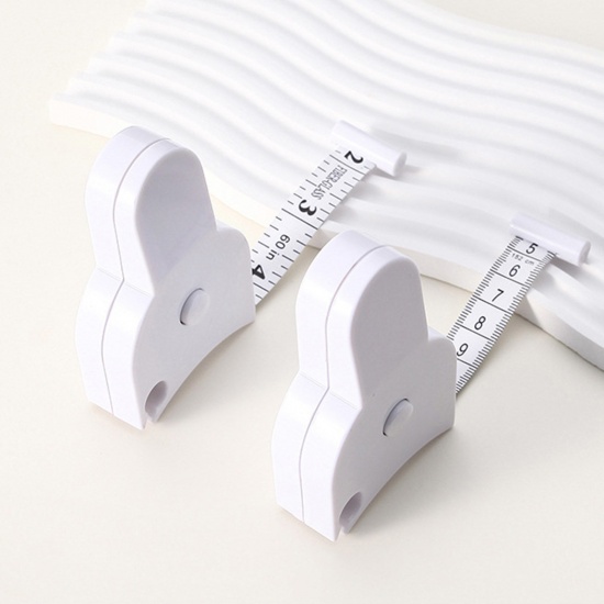 Image de Outil de Mesure de Ruban Couture Règle de Mesure Portable en ABS Blanc 8.3cm x 5.6cm, 1 Pièce
