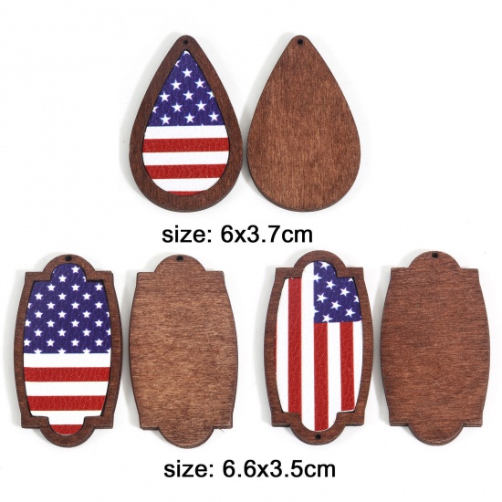 Picture of PU & Wood American Independence Day Pendants Brown Flag Of The United States