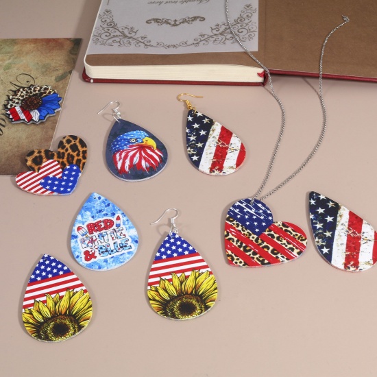 Image de PU Leather American Independence Day Pendants Multicolor Flag Of The United States