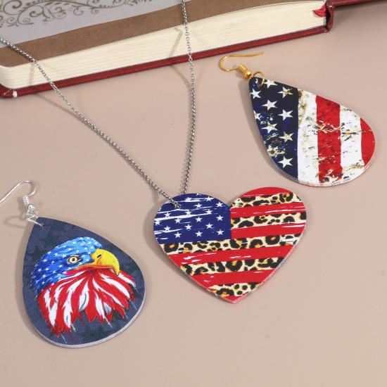 Immagine di PU Cuoio Festa dell'Indipendenza Americana Ciondoli Multicolore Bandiera degli Stati Uniti 5 Pz
