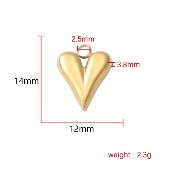 Picture of Eco-friendly 304 Stainless Steel Valentine's Day Charms Multicolor Heart 16mm x 12mm