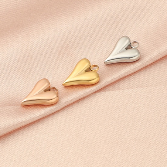 Picture of Eco-friendly 304 Stainless Steel Valentine's Day Charms Multicolor Heart 16mm x 12mm