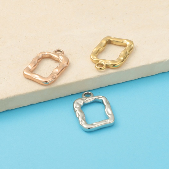 エコフレンドリー 304ステンレス鋼 ジオメトリシリーズ チャーム 長方形 多色 21mm x 14mm、 3 個 の画像