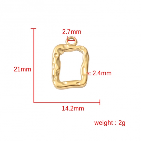 エコフレンドリー 304ステンレス鋼 ジオメトリシリーズ チャーム 長方形 多色 21mm x 14mm、 3 個 の画像