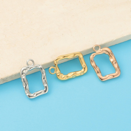 エコフレンドリー 304ステンレス鋼 ジオメトリシリーズ チャーム 長方形 多色 21mm x 14mm、 3 個 の画像