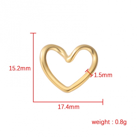 Picture of Eco-friendly 304 Stainless Steel Valentine's Day Connectors Charms Pendants Multicolor Heart Hollow 17mm x 15mm