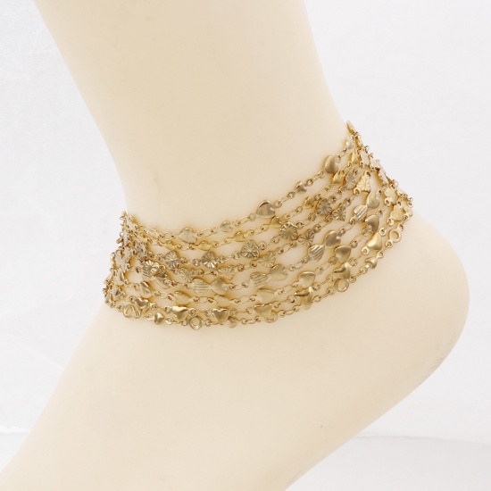 Imagen de 1 Unidad Enchapado al Vacío 304 Acero Inoxidable día de San Valentín Cadenas Tobilleras Chapado en Oro de 18K Corazón 24cm - 22cm longitud