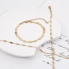 Picture of 1 Piece Vacuum Plating 304 Stainless Steel Link Chain Anklet 18K Gold Plated Geometric 24cm - 22cm long