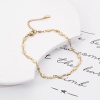 Picture of 1 Piece Vacuum Plating 304 Stainless Steel Link Chain Anklet 18K Gold Plated Geometric 24cm - 22cm long