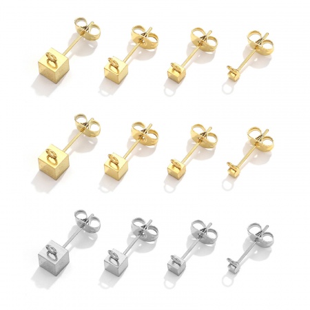 Eco-friendly 304 Stainless Steel Mother's Day Earring Accessories Cube Multicolor With Loop
