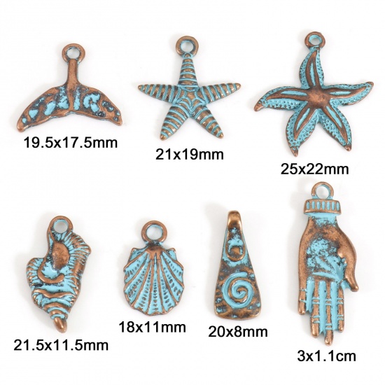 Picture of Zinc Based Alloy Patina Charms Antique Copper Star Fish Shell