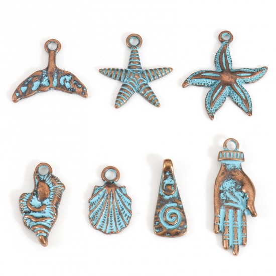 Picture of Zinc Based Alloy Patina Charms Antique Copper Star Fish Shell