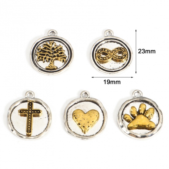 Picture of Zinc Based Alloy Charms Antique Silver Color Gold Tone Antique Gold Two Tone Heart Paw Print