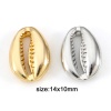 Picture of Brass Beads For DIY Jewelry Making Real Gold Plated Cowrie Monetaria Caputserpentis 3D About 14mm x 10mm