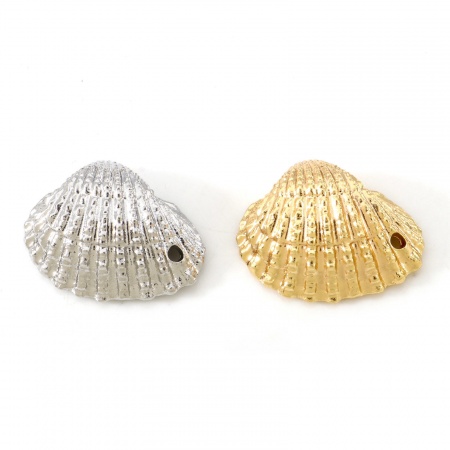 Brass Charms Real Gold Plated Shell 3D 22.5mm x 18mm