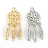 Picture of Brass Charms Real Gold Plated Dream Catcher Feather Hollow 24mm x 9mm