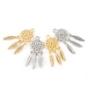 Picture of Brass Charms Real Gold Plated Dream Catcher Feather Hollow 24mm x 9mm