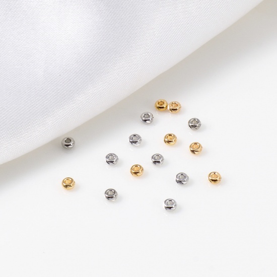 Immagine di Ottone Perline per la Creazione di Gioielli con Ciondoli Fai-da-te Vero Oro Placcato Tondo Intagliato Circa 3mm Dia, 20 Pz