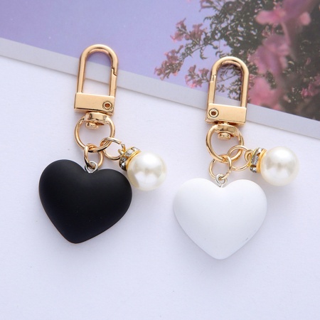 Resin Stylish Keychain & Keyring Gold Plated Multicolor Heart Imitation Pearl