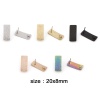 Picture of Eco-friendly Vacuum Plating 304 Stainless Steel Ear Post Stud Earring With Loop Connector Accessories Rectangle Multicolor Crack 20mm x 8mm