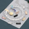 Picture of Eco-friendly Vacuum Plating 304 Stainless Steel Ear Post Stud Earring With Loop Connector Accessories Rectangle Multicolor Crack 20mm x 8mm