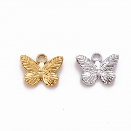 Eco-friendly 304 Stainless Steel Insect Charms Multicolor Butterfly Animal 15mm x 12mm