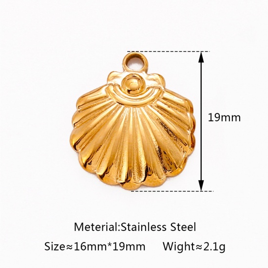 Image de Breloques en 304 Acier Inoxydable Respectueux de la Nature Coquille Multicolore 19mm x 16mm , 1 Pièce