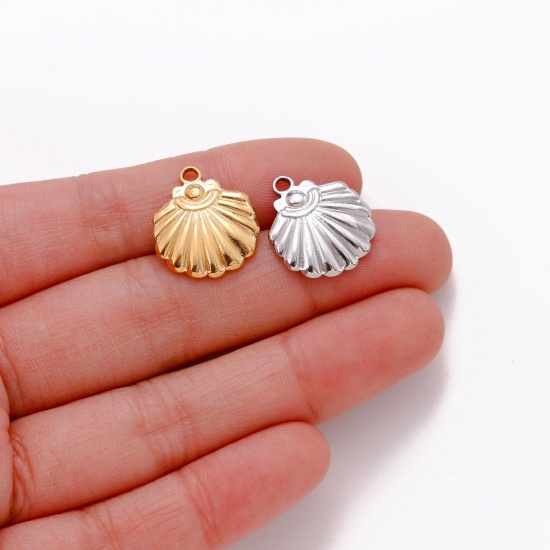 Image de Breloques en 304 Acier Inoxydable Respectueux de la Nature Coquille Multicolore 19mm x 16mm , 1 Pièce