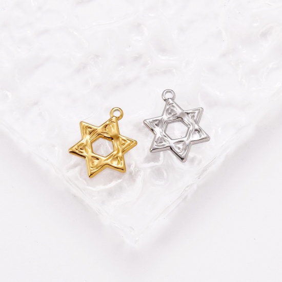 Immagine di Ecologico 304 Acciaio Inossidabile Religione Charms Stella a Sei Punte Multicolore 17mm x 13mm, 1 Pz