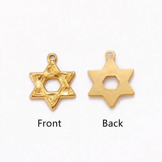 Immagine di Ecologico 304 Acciaio Inossidabile Religione Charms Stella a Sei Punte Multicolore 17mm x 13mm, 1 Pz
