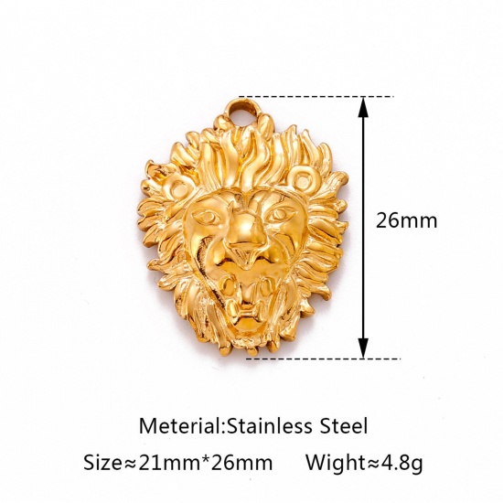 Image de Breloques en 304 Acier Inoxydable Respectueux de la Nature Lion Multicolore 26mm x 21mm , 1 Pièce