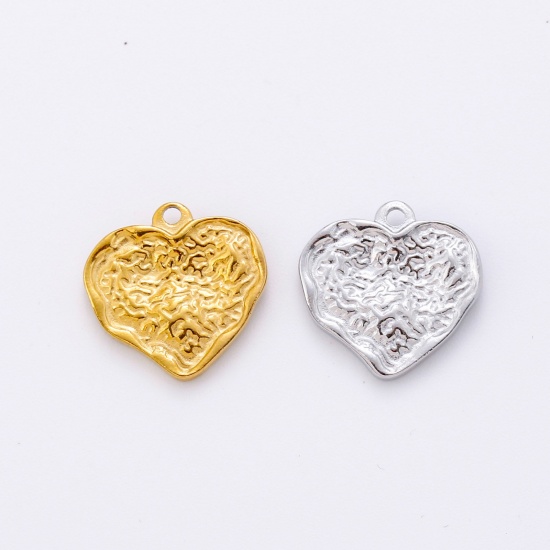 Imagen de Respetuoso del Medio Ambiente 304 Acero Inoxidable día de San Valentín Colgantes Charms Corazón Multicolor 18mm Diámetro, 1 Unidad