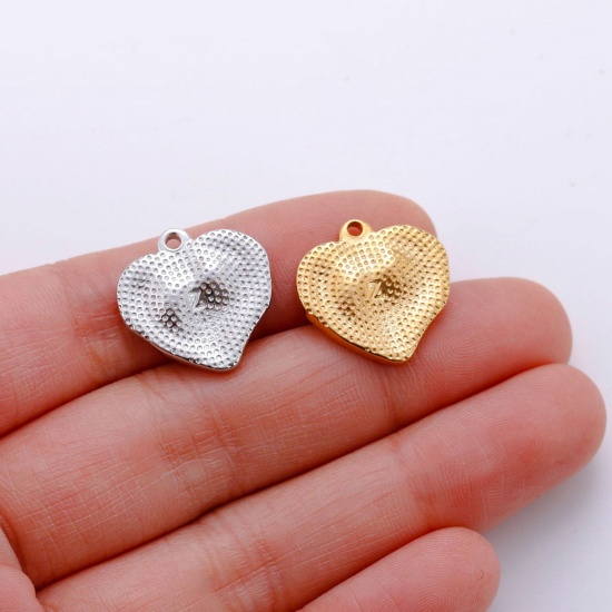 Imagen de Respetuoso del Medio Ambiente 304 Acero Inoxidable día de San Valentín Colgantes Charms Corazón Multicolor 18mm Diámetro, 1 Unidad
