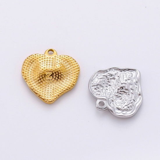 Imagen de Respetuoso del Medio Ambiente 304 Acero Inoxidable día de San Valentín Colgantes Charms Corazón Multicolor 18mm Diámetro, 1 Unidad