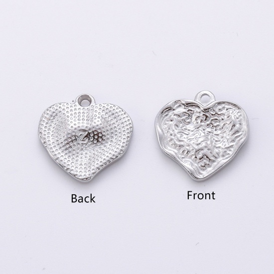 Imagen de Respetuoso del Medio Ambiente 304 Acero Inoxidable día de San Valentín Colgantes Charms Corazón Multicolor 18mm Diámetro, 1 Unidad