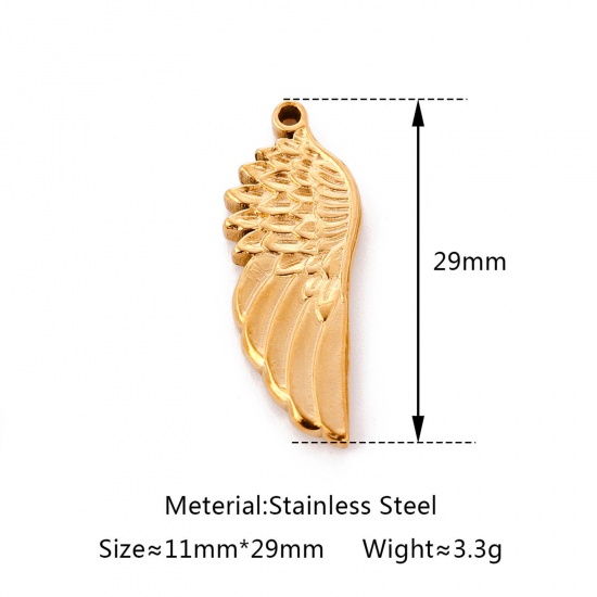 Picture of Eco-friendly 304 Stainless Steel Charms Multicolor Wing 29mm x 11mm