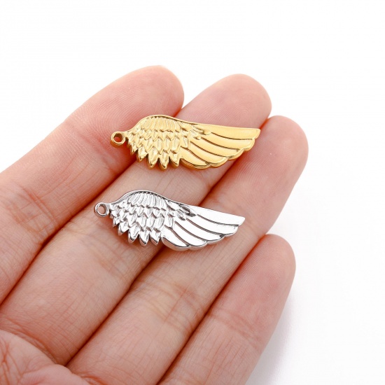 Picture of Eco-friendly 304 Stainless Steel Charms Multicolor Wing 29mm x 11mm