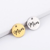 Immagine di Ecologico 304 Acciaio Inossidabile Festa Della Mamma Charms Tondo Multicolore Messaggio " Mom " Filigrana 12mm Dia., 5 Pz